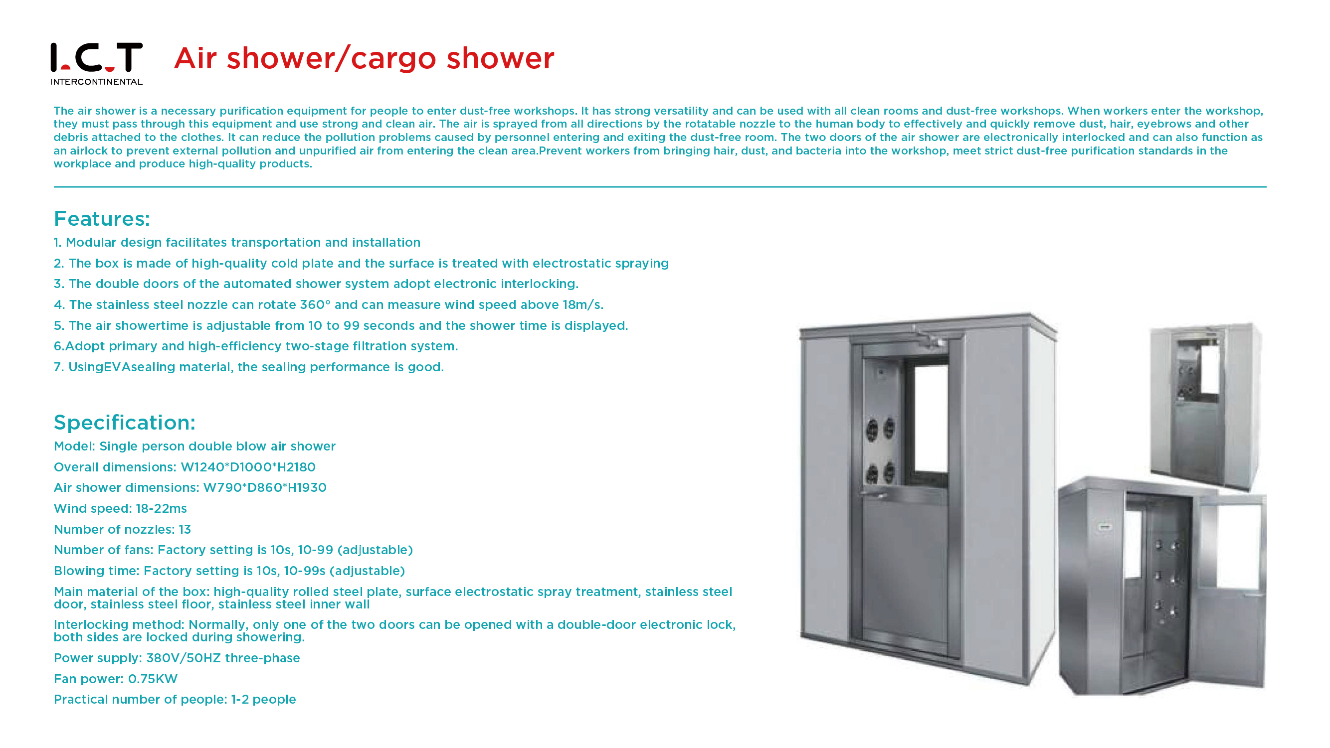 Air shower cargo shower