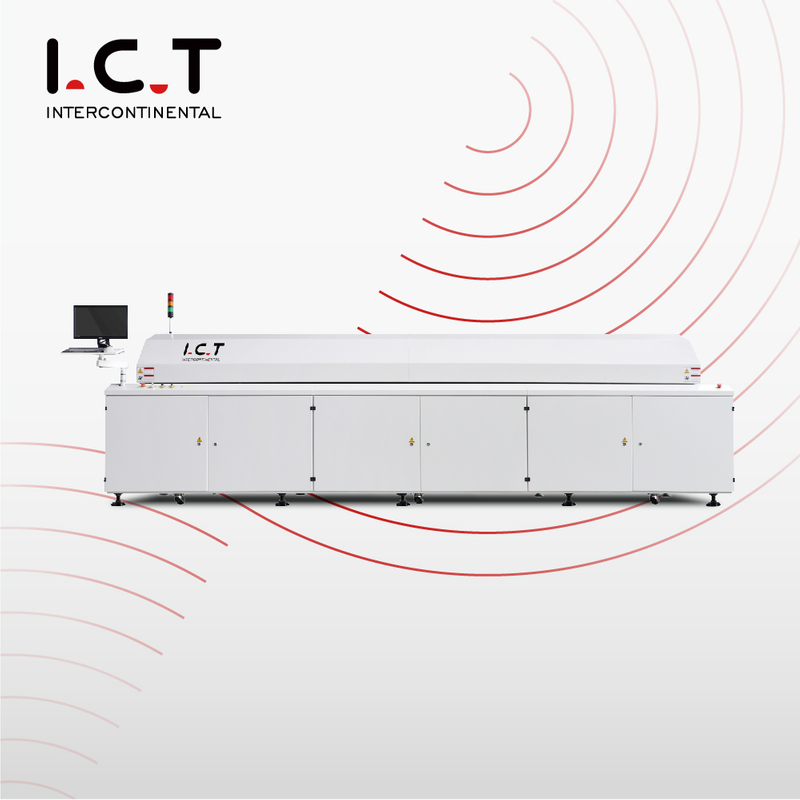 I.C.T | Ten Zones 6 Meters Reflow Oven With Varnish Conveyor Support
