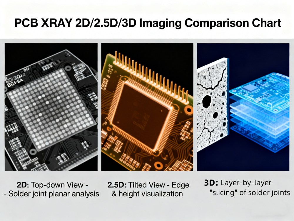 PCB X-RAY 2D 3D Imaging Comparison Chart