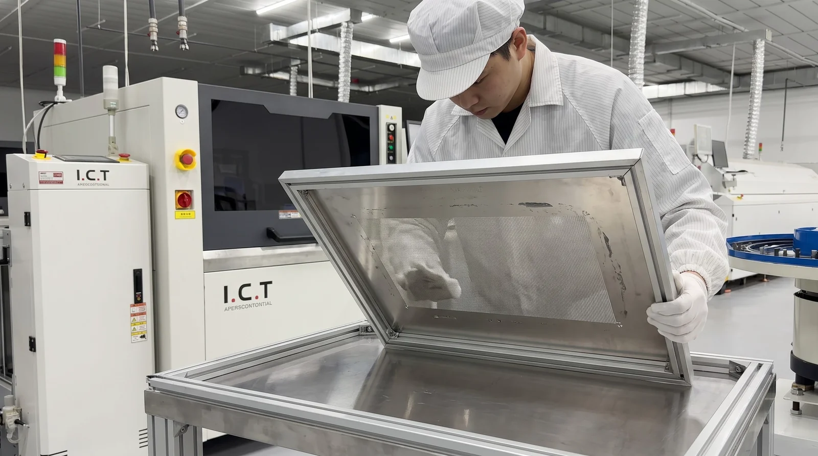 SMT stencil underside cleaning maintenance technician