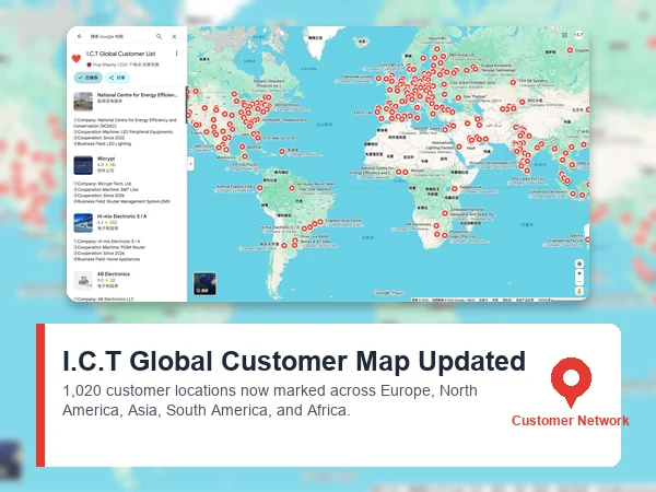 I.C.T global customer map updated with 1,020 customer locations