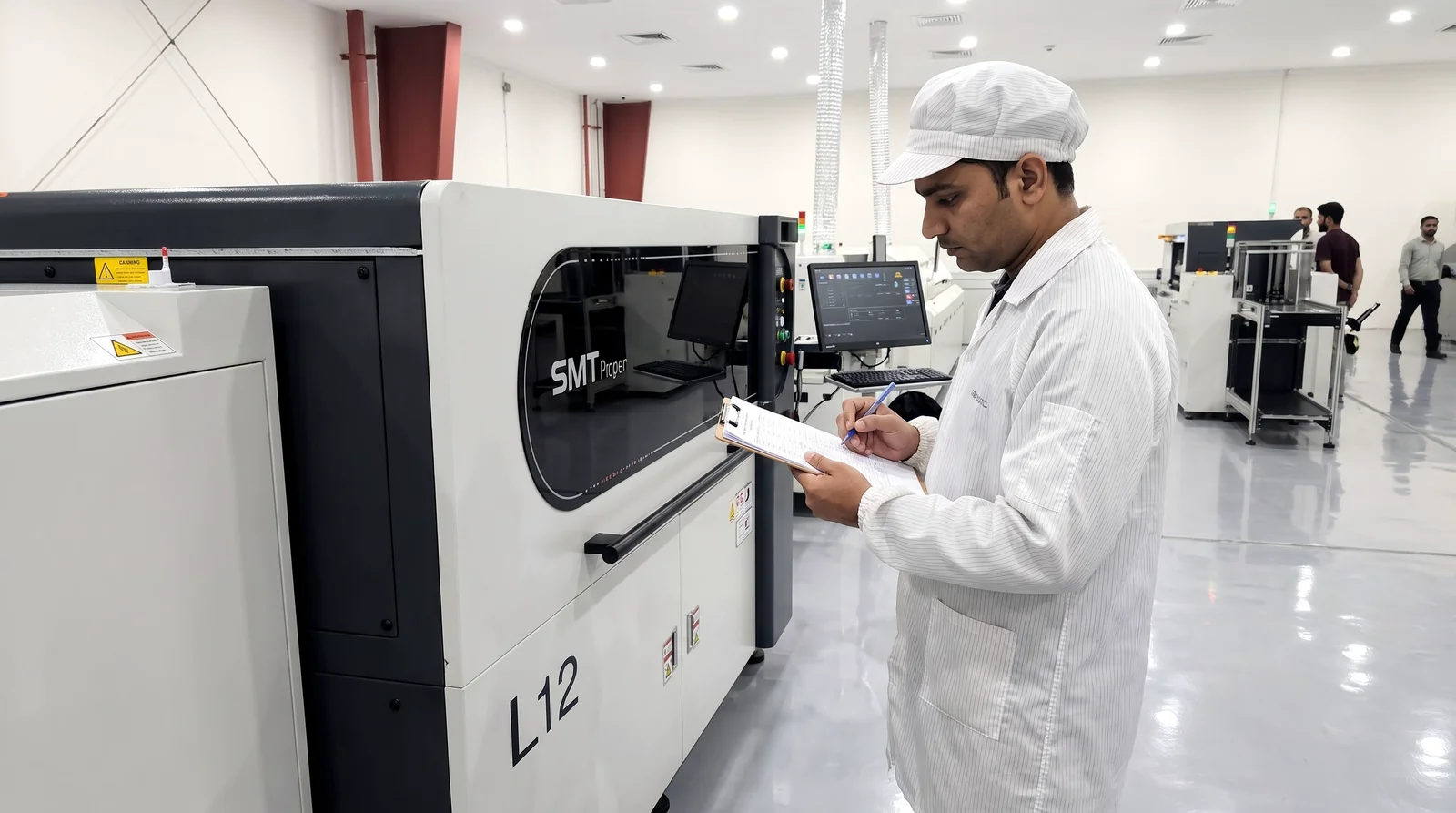 engineer reviewing printer cost per board