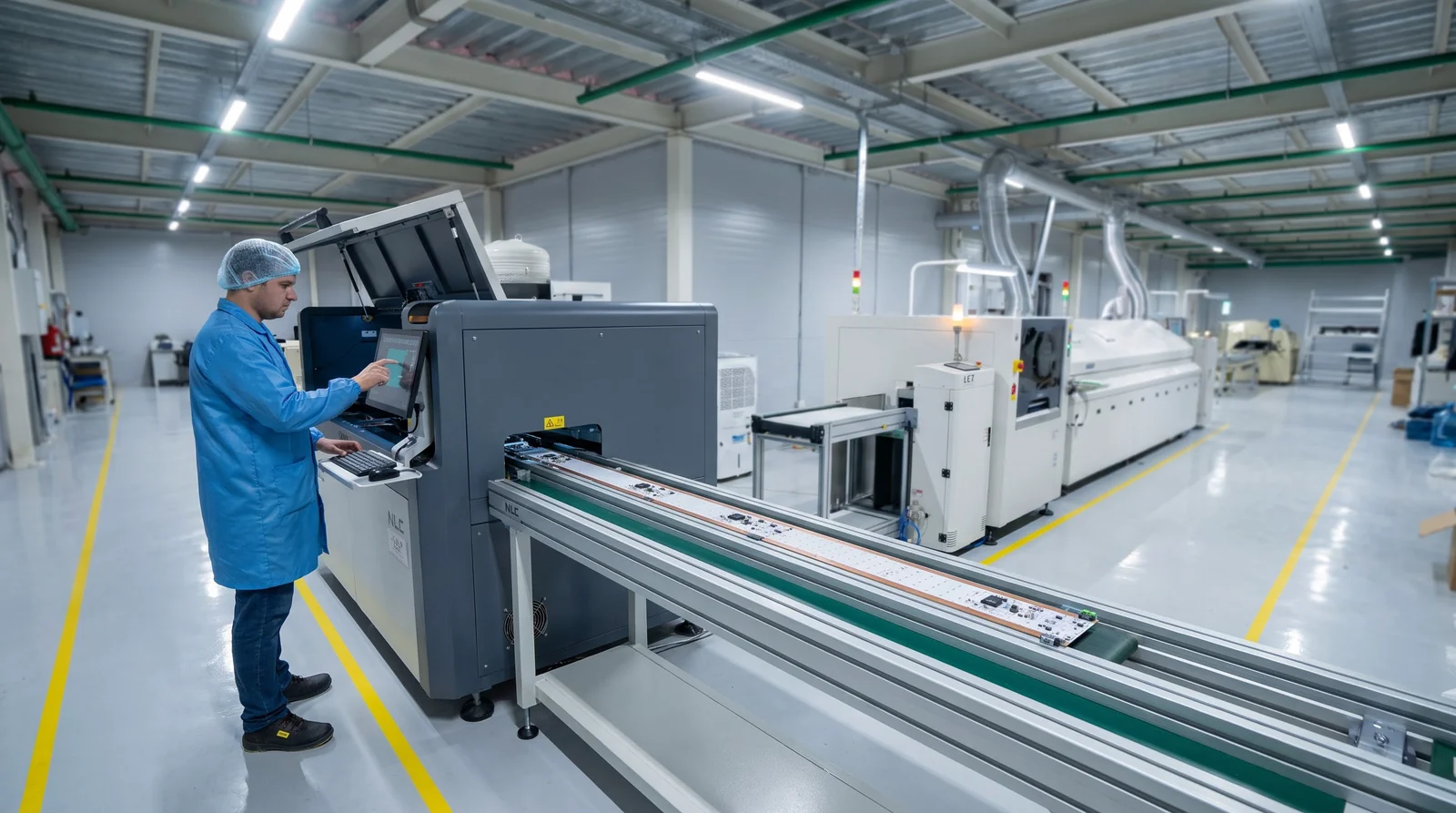 Long board conveyor operator HMI stencil printer