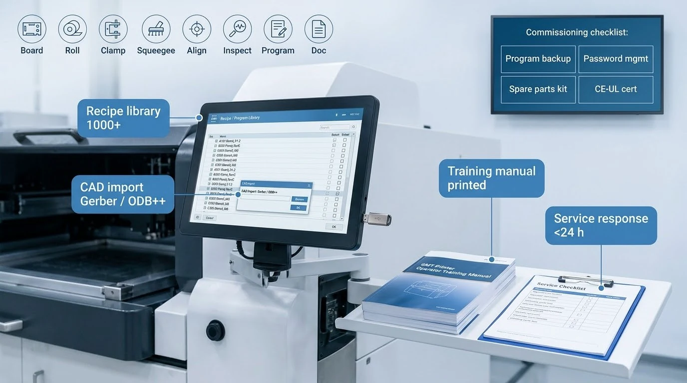SMT printer recipe training service documentation support