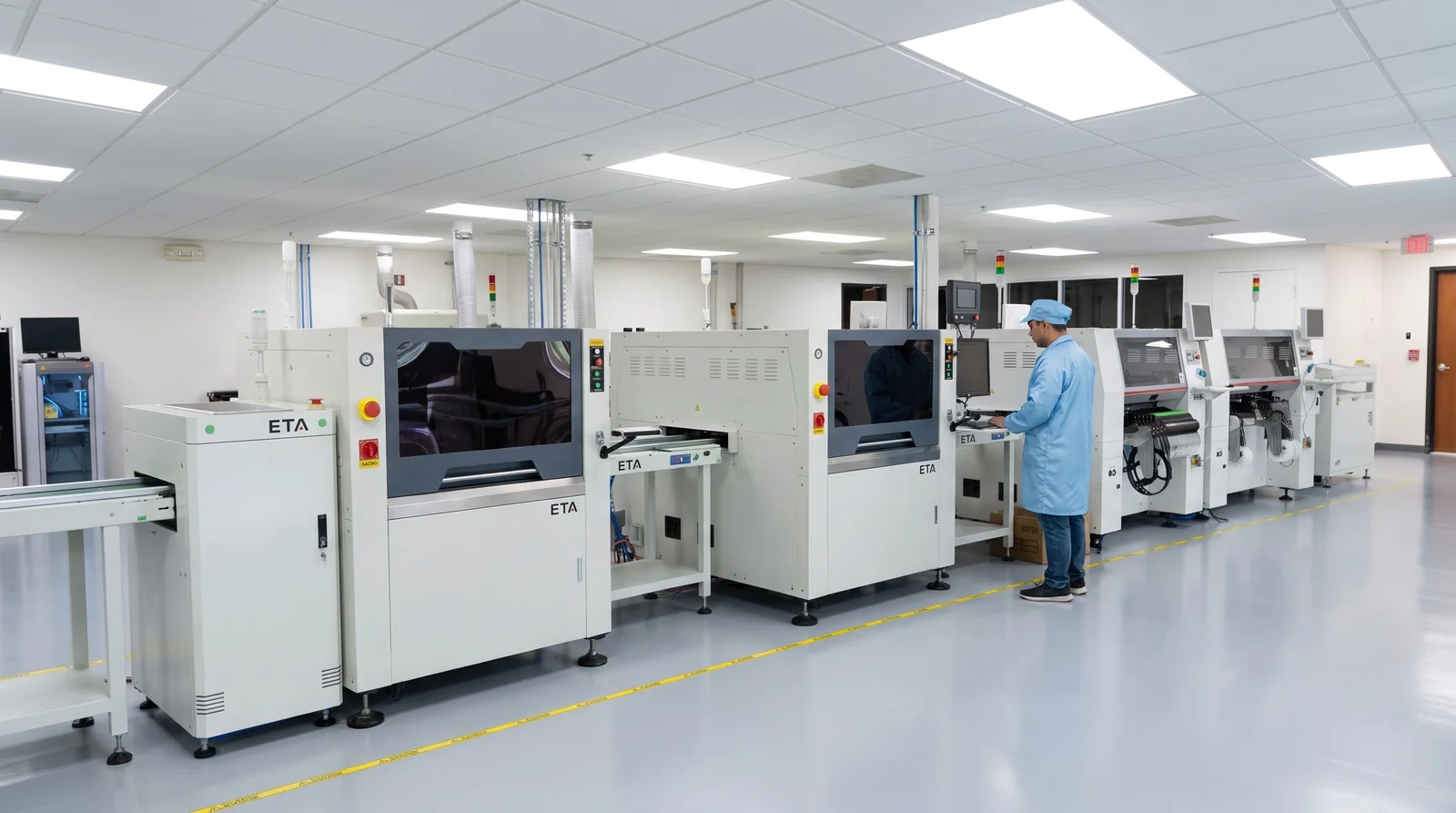 inline SMT line stencil printer production