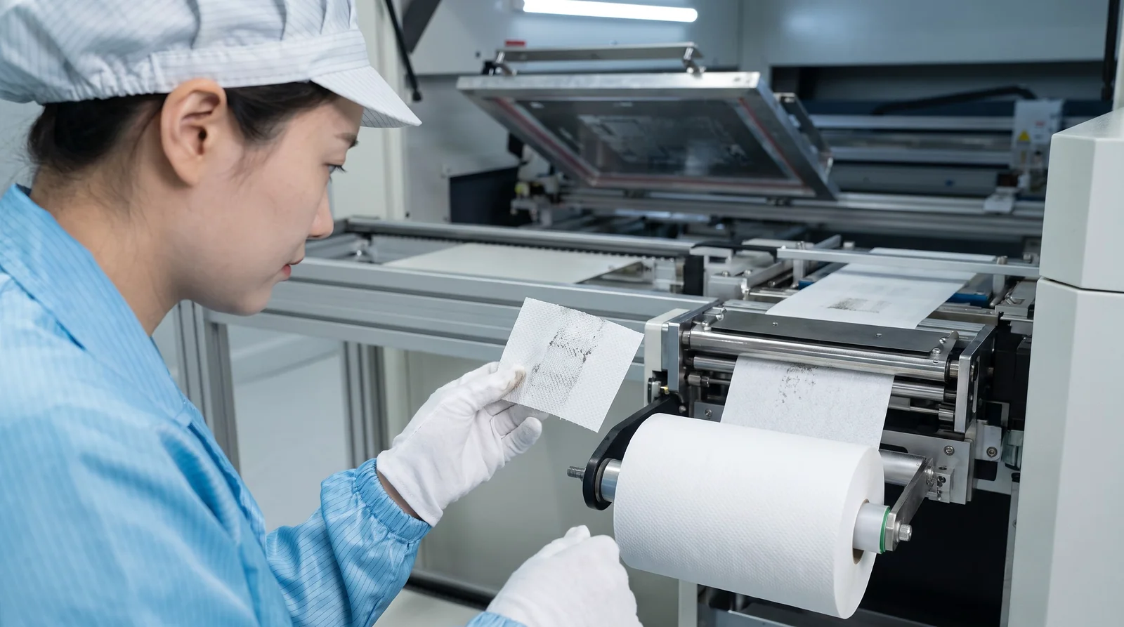 Under stencil cleaning unit inspection paper roll