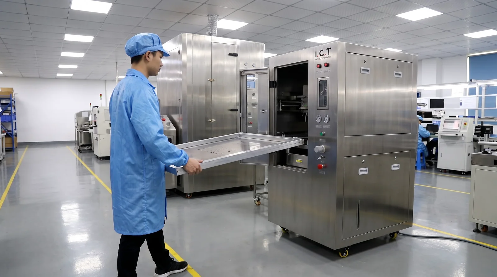 cleaned stencil printing line operator handling