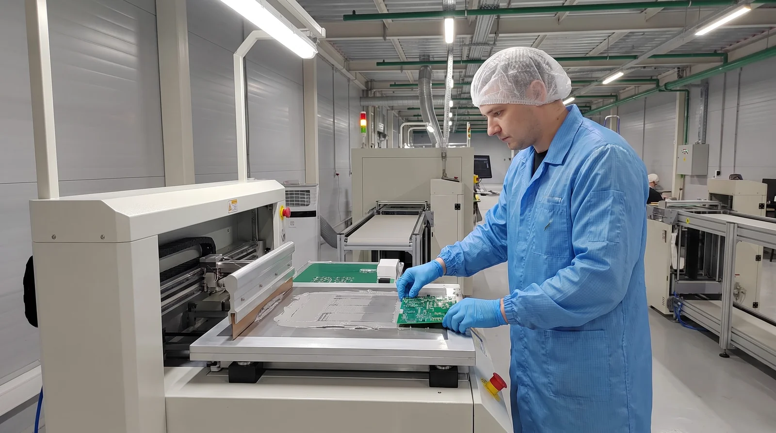 SMT printer labor operator loading board