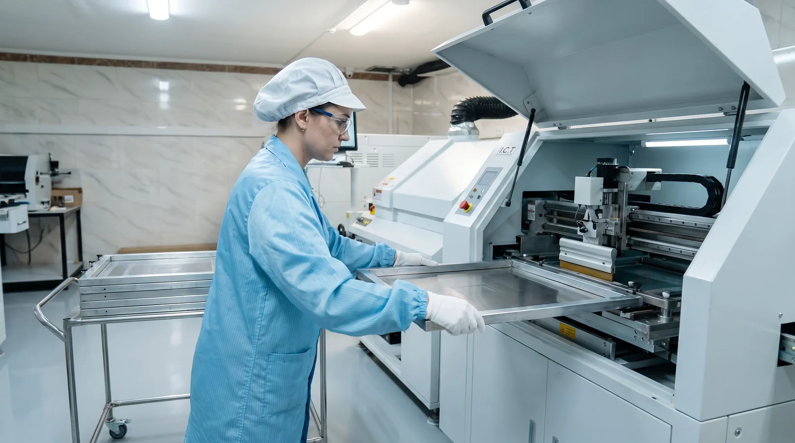 Stencil frame changeover technician HMLV printer