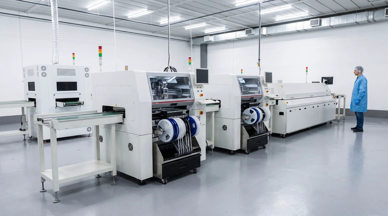 SMT line layout pick and place machines